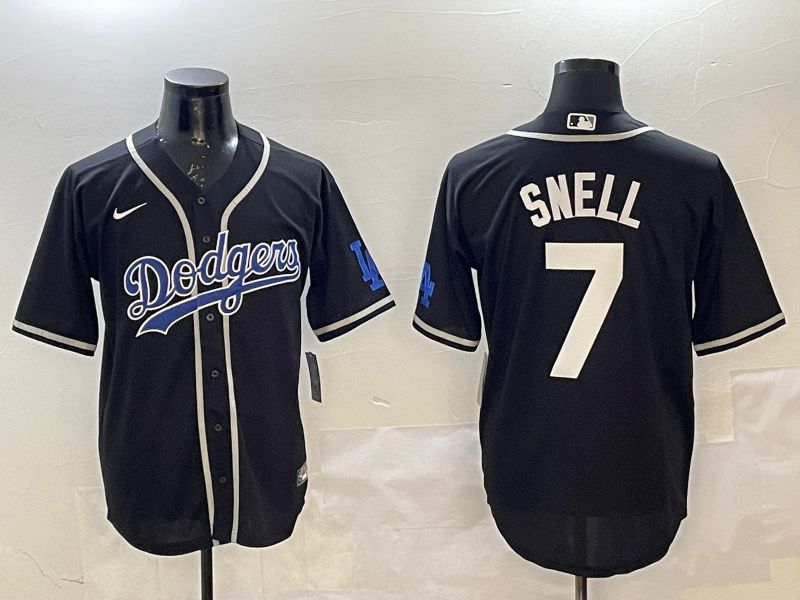 Men Los Angeles Dodgers #7 Snell Black Fashion Game 2025 Nike MLB Jersey style 1